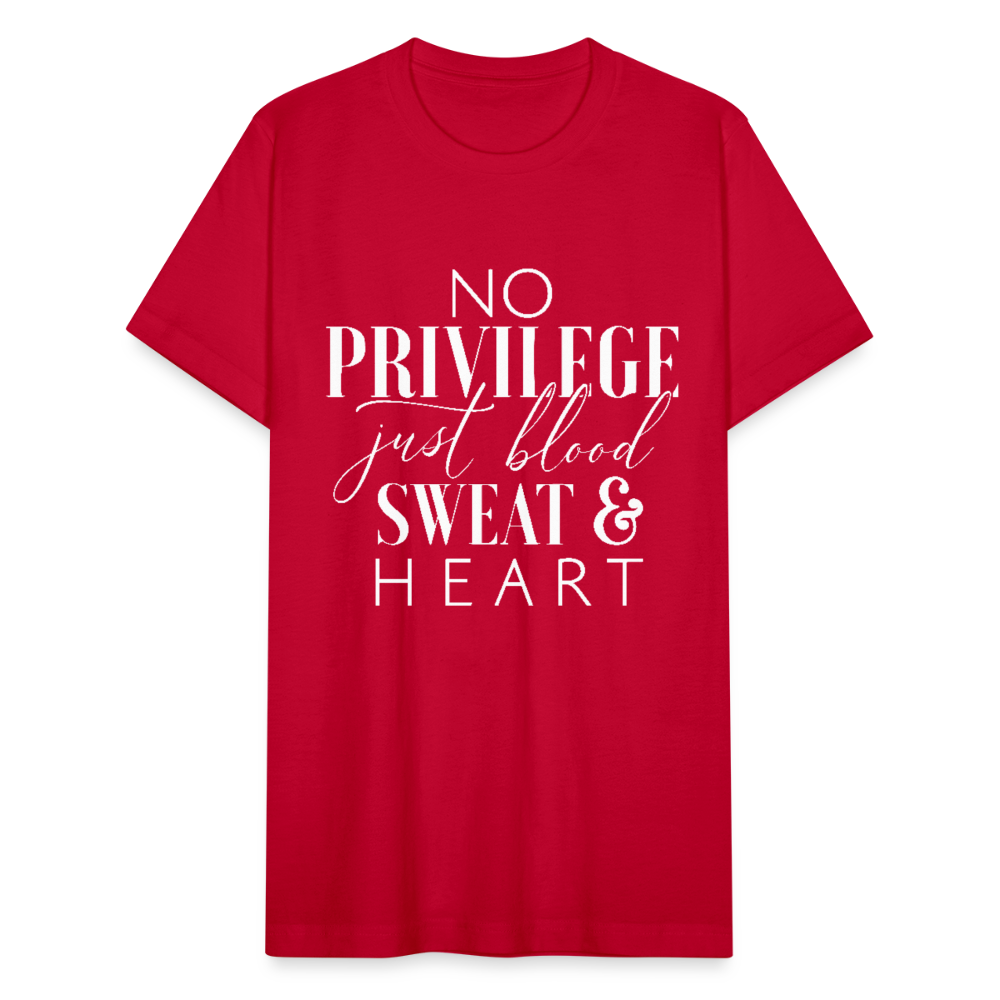 NO PRIVILEGE. JUST BLOOD SWEAT & HEART. - red