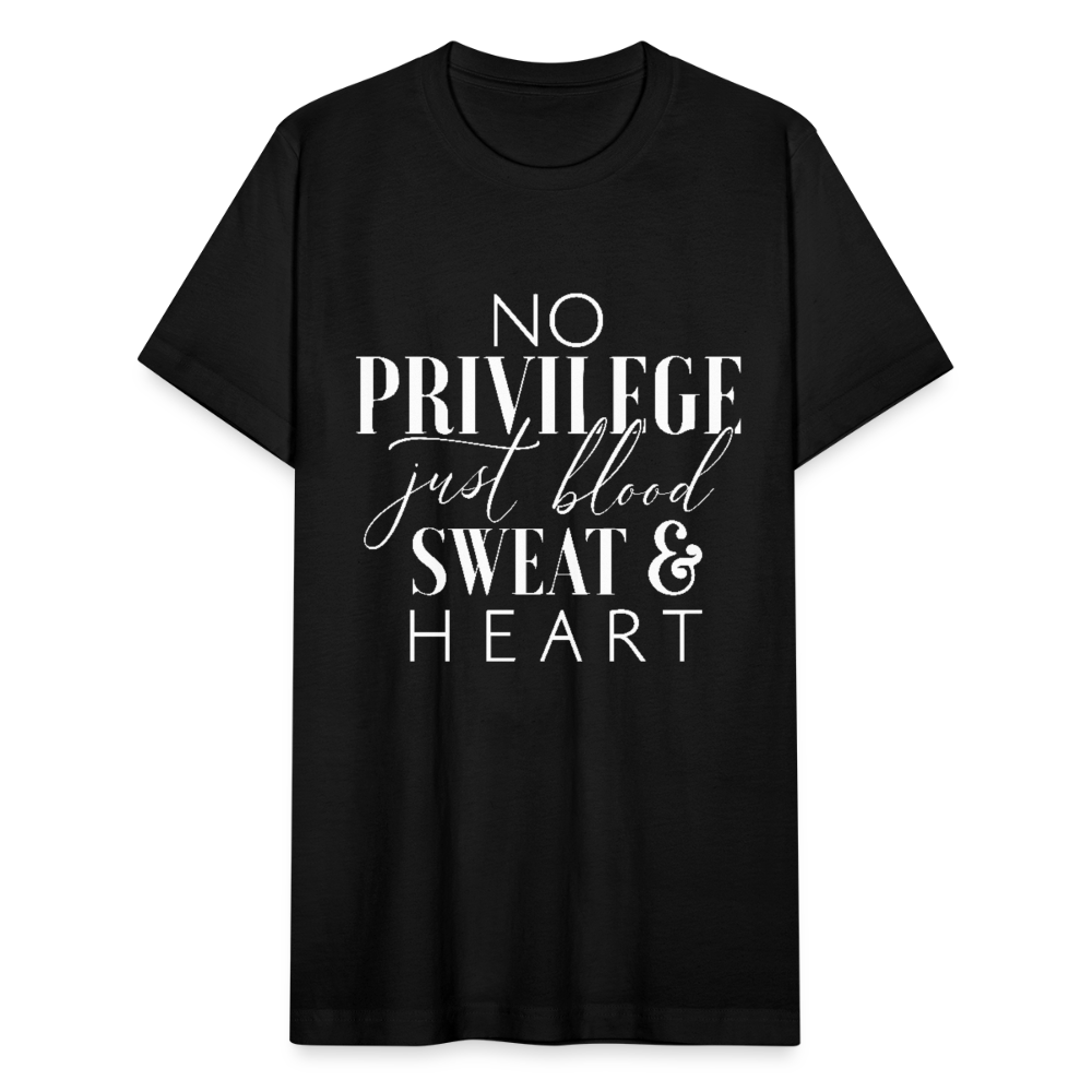 NO PRIVILEGE. JUST BLOOD SWEAT & HEART. - black