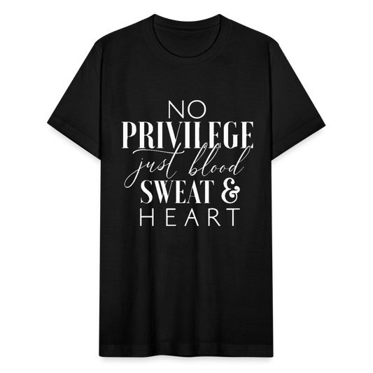 NO PRIVILEGE. JUST BLOOD SWEAT & HEART. - black